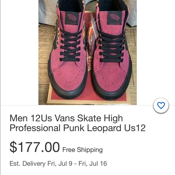 Vans Hi Top Pro burgundy and cheetah size 101/2 - Picture 7 of 8